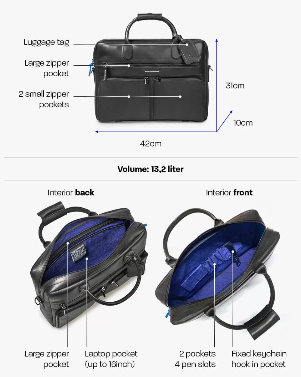 Floris van Bommel Taschen>Bürotasche Leder Schwarz