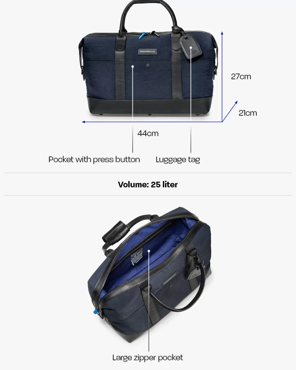 Floris van Bommel Taschen></noscript>Overnight-Tasche Textil Blau